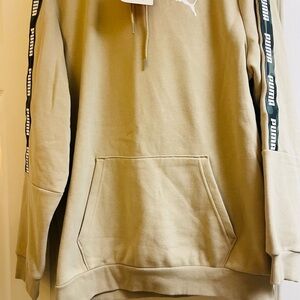 Puma Men's Beige Hoodie with Black Accents